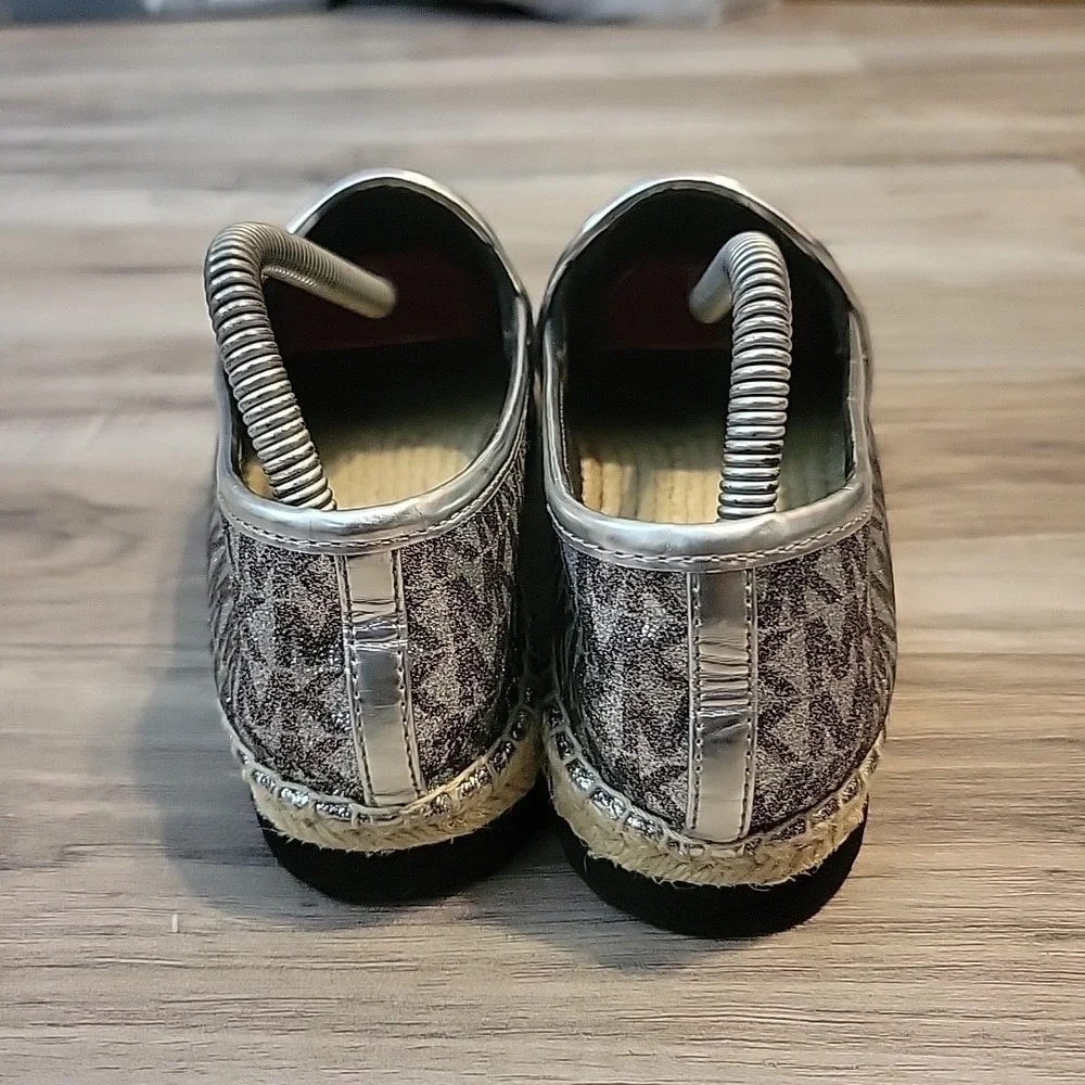 Michael Kors Hastings Signature Logo‎ Metallic Espadrilles Size 8M